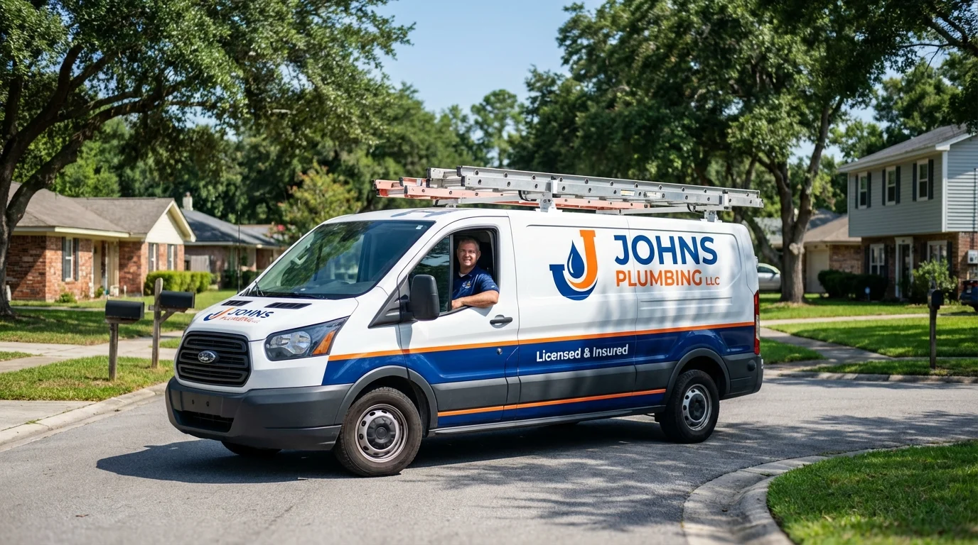 Johns Plumbing LLC service van in The Plains, OH
