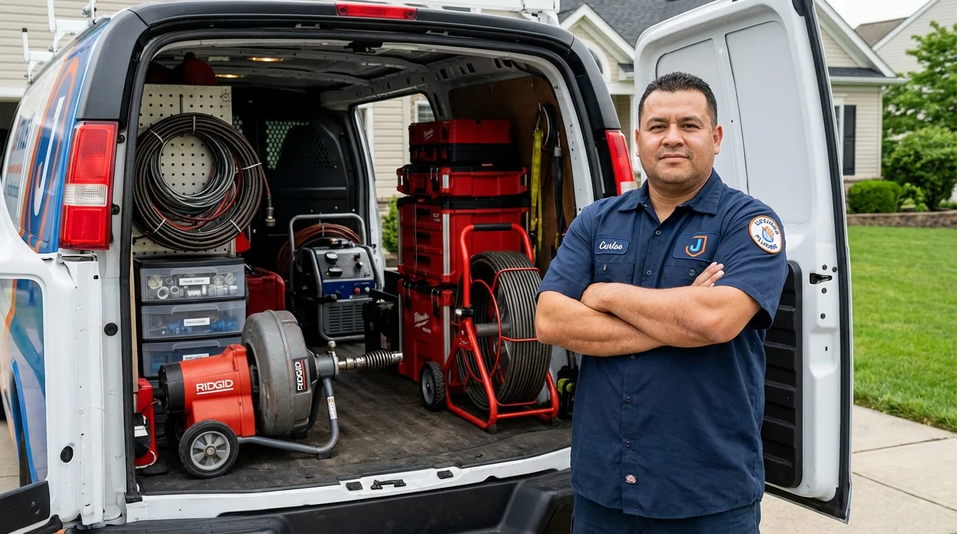 Professional drain cleaning equipment and Johns Plumbing LLC plumber in The Plains