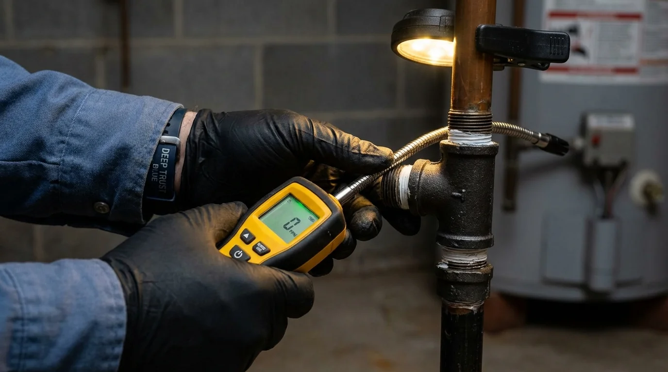 Gas leak detection with electronic sniffer by Johns Plumbing LLC in The Plains